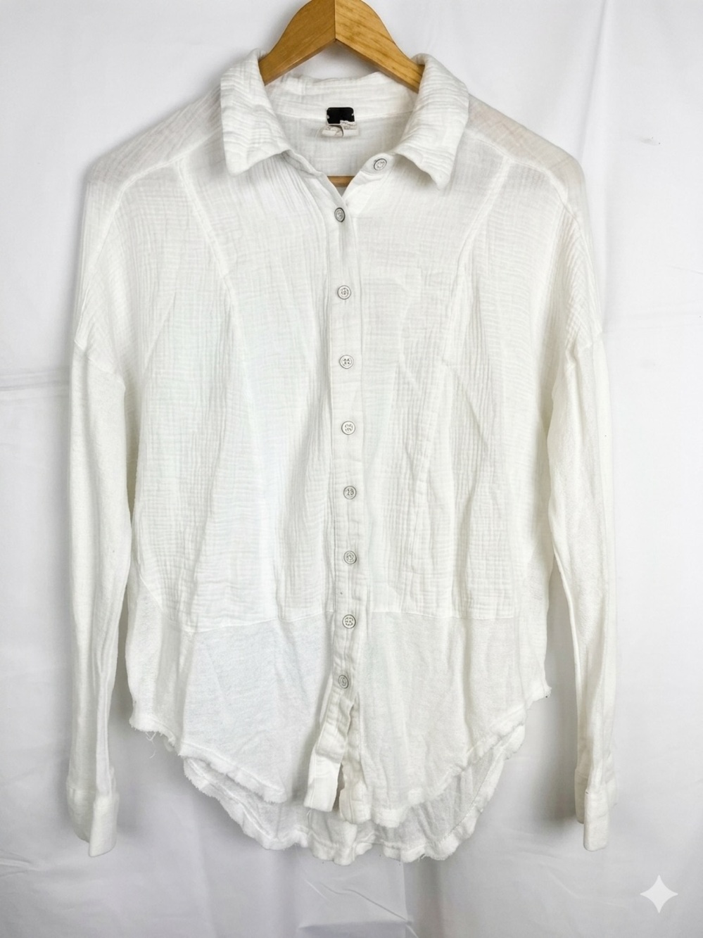 We the free White Cotton Button Up Shirt lightweight semi sheer‎ XS